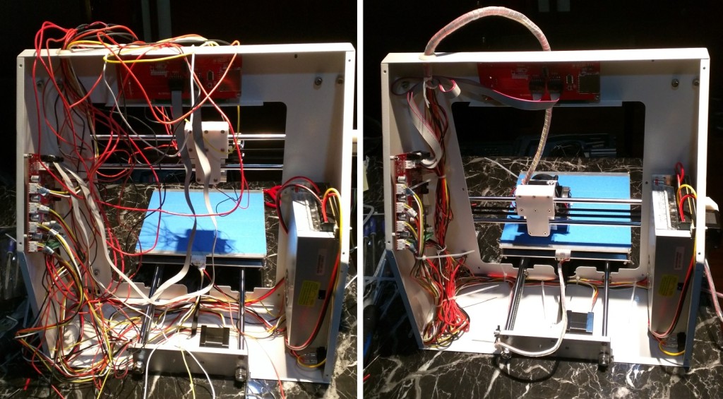On Left: All Wired Up in a Complete Mess! On Right: Some primitive cable maintenance