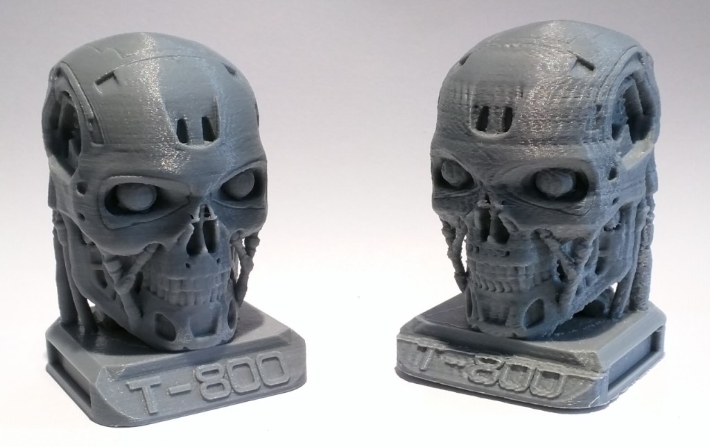 On Left: Awesome Aurora A3 Print. On Right: Crappy Convenient 3D Print